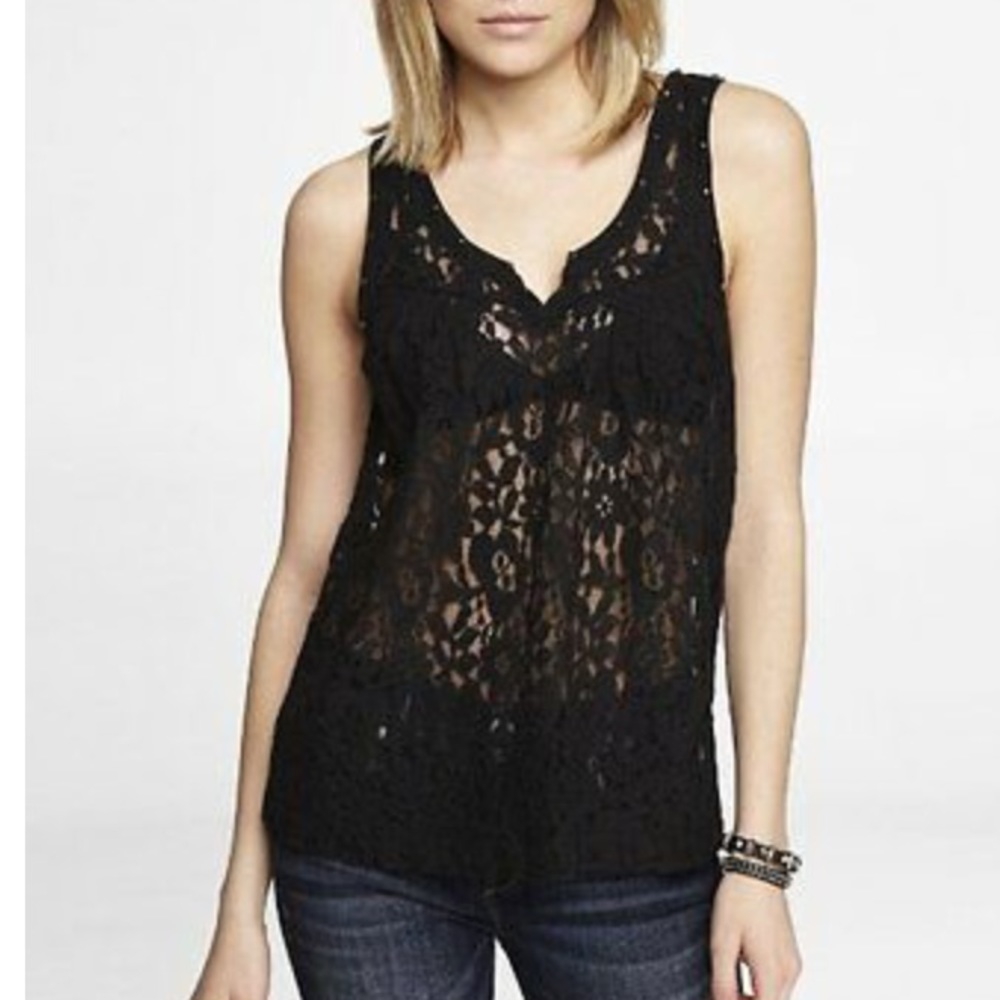 Studded lace tank top